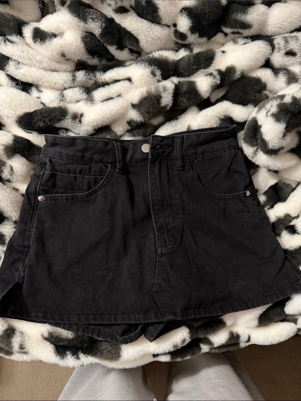 Black Denim Skort - Classic High Waist